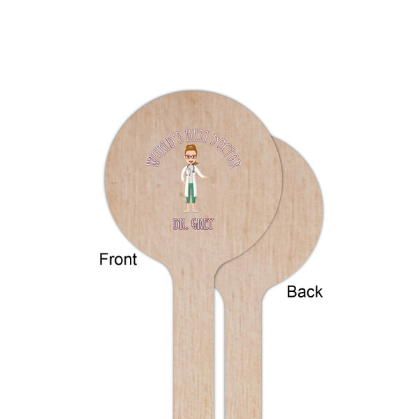 Doctor Avatar Wooden 6" Stir Stick - Round - Single Sided - Front & Back