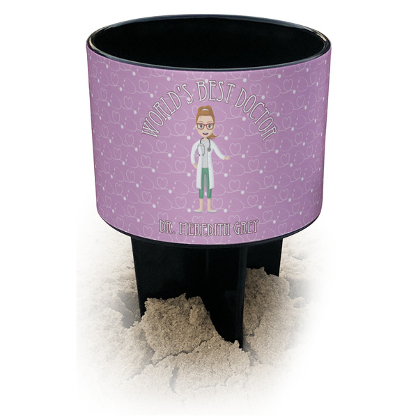 Custom Doctor Avatar Black Beach Spiker Drink Holder (Personalized)