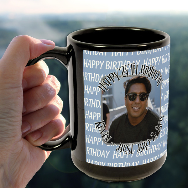 Photo Birthday 15oz. Black Mug - LIFESTYLE