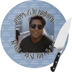 Photo Birthday Round Glass Cutting Board - Small (Personalized)