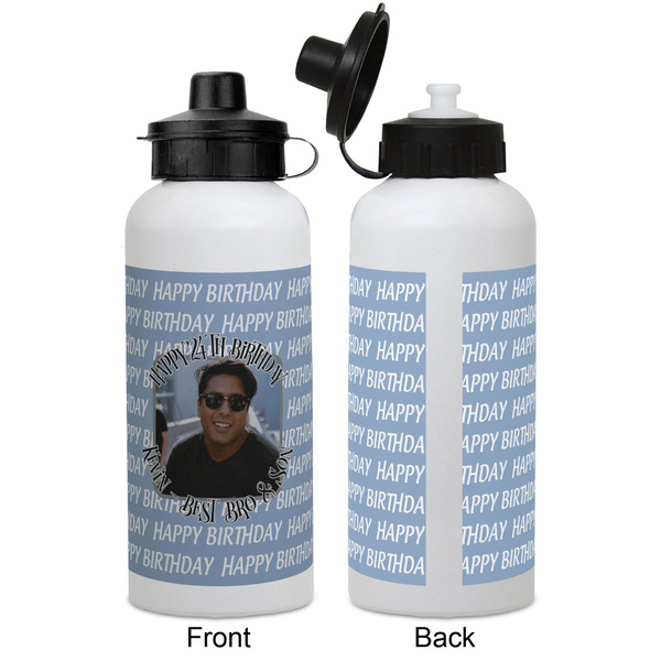 Photo Birthday Aluminum Water Bottle - White APPROVAL