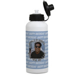 Photo Birthday Water Bottles - Aluminum - 20 oz - White