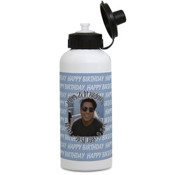 Photo Birthday Water Bottles - Aluminum - 20 oz - White