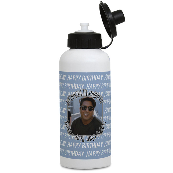 Custom Photo Birthday Water Bottles - Aluminum - 20 oz - White