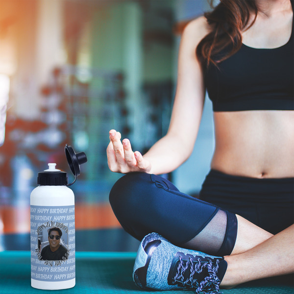 Photo Birthday Aluminum Water Bottle - White LIFESTYLE