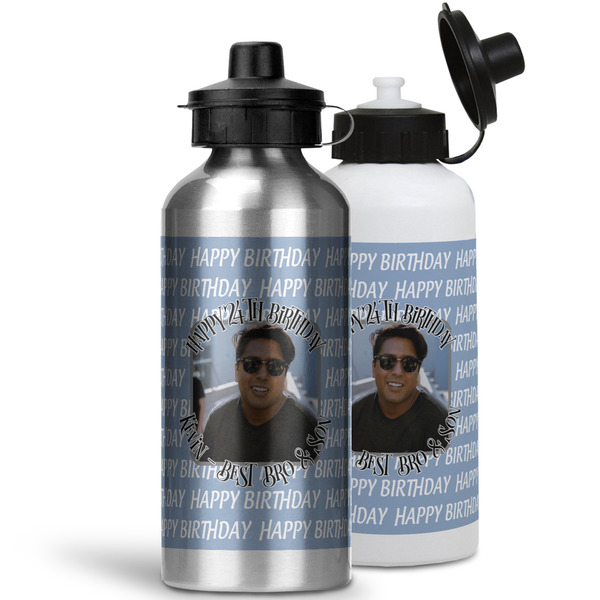 Photo Birthday Aluminum Water Bottles - MAIN (white &silver)