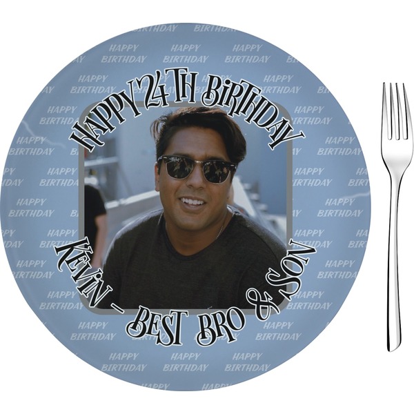 Custom Photo Birthday 8" Glass Appetizer / Dessert Plates - Single or Set (Personalized)