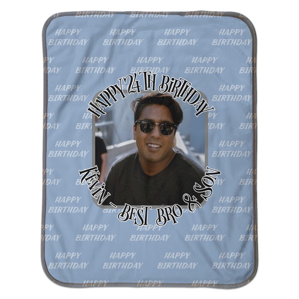 Photo Birthday Baby Sherpa Blanket - Flat