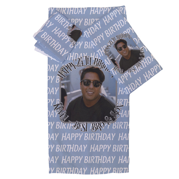 Custom Photo Birthday Bath Towel Set - 3 Pcs