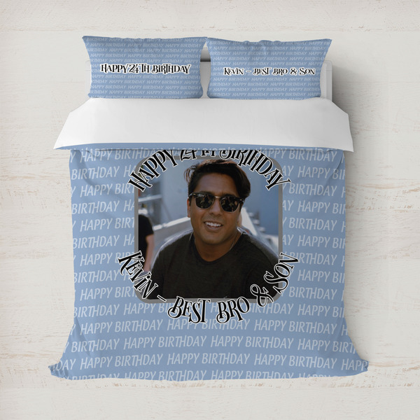 Custom Photo Birthday Duvet Cover Set - Full / Queen (Personalized)