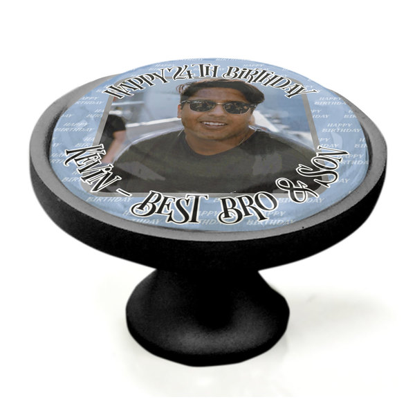 Photo Birthday Black Custom Cabinet Knob (Side)