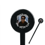 Photo Birthday 7" Round Plastic Stir Sticks - Black - Double Sided