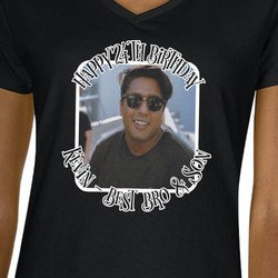 Photo Birthday Women's V-Neck T-Shirt - Black - XL