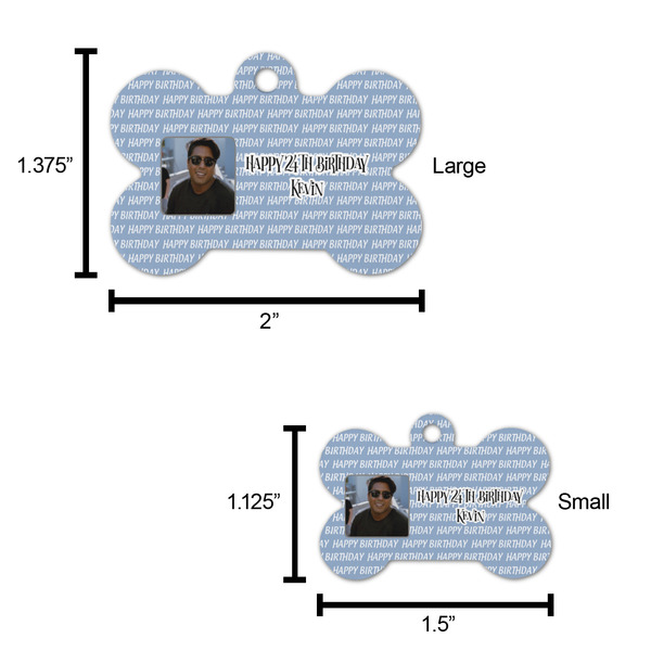Photo Birthday Bone Shaped Dog ID Tag - Large - Scale