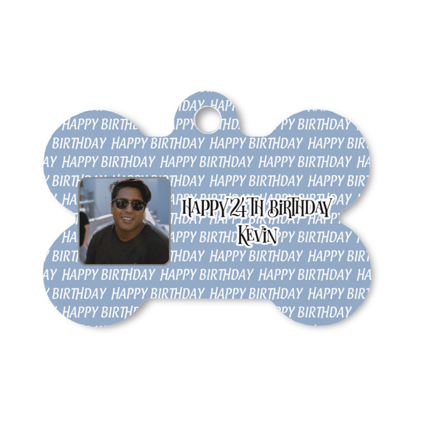 Custom Photo Birthday Bone Shaped Dog ID Tag - Small