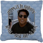 Photo Birthday Faux-Linen Throw Pillow 16" (Personalized)