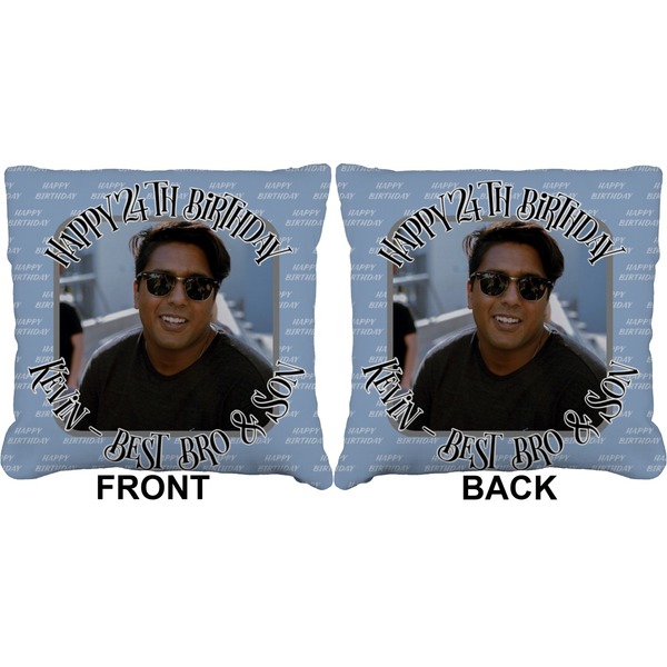 Photo Birthday Burlap Pillow Approval