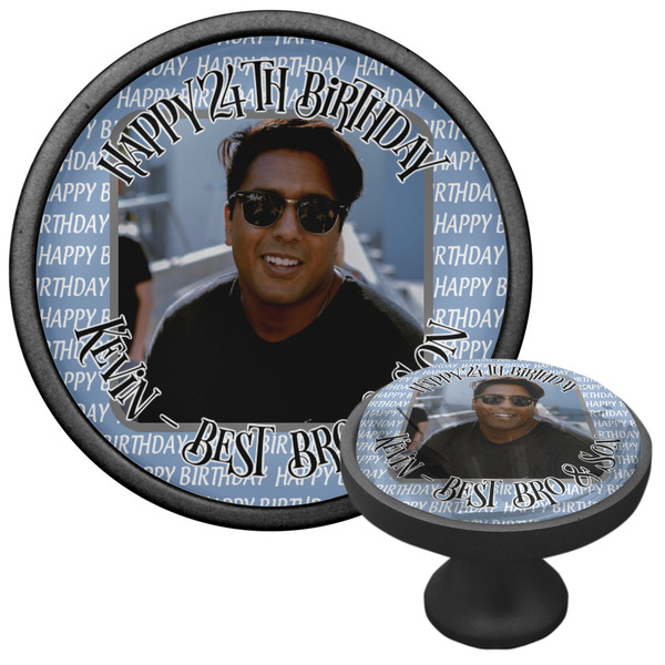 Photo Birthday Cabinet Knob - Black - Multi Angle