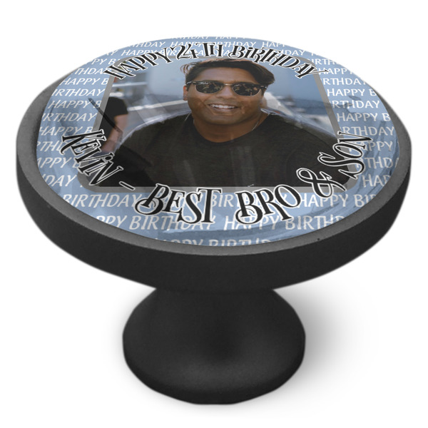 Photo Birthday Cabinet Knob - Black - Side