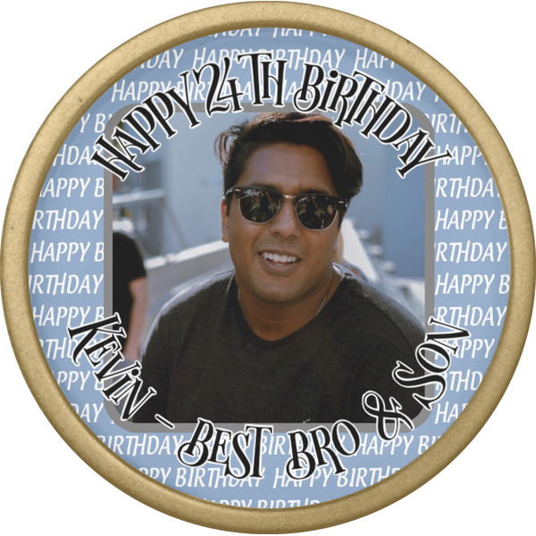 Photo Birthday Cabinet Knob - Gold - Front