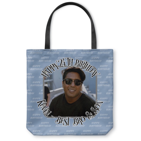 Custom Photo Birthday Canvas Tote Bag - Small - 13"x13" (Personalized)
