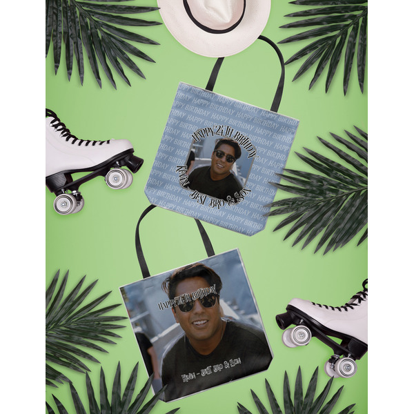 Photo Birthday Canvas Tote Lifestyle Front and Back- 13x13