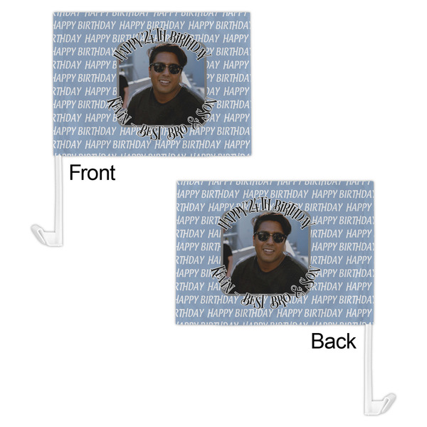 Photo Birthday Car Flag - 11" x 8" - Front & Back View