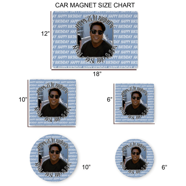 Photo Birthday Car Magnets - SIZE CHART