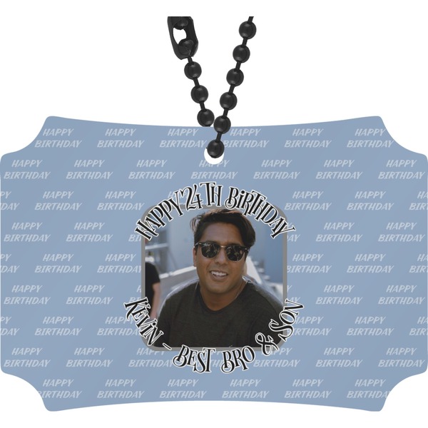 Custom Photo Birthday Rear View Mirror Ornament (Personalized)