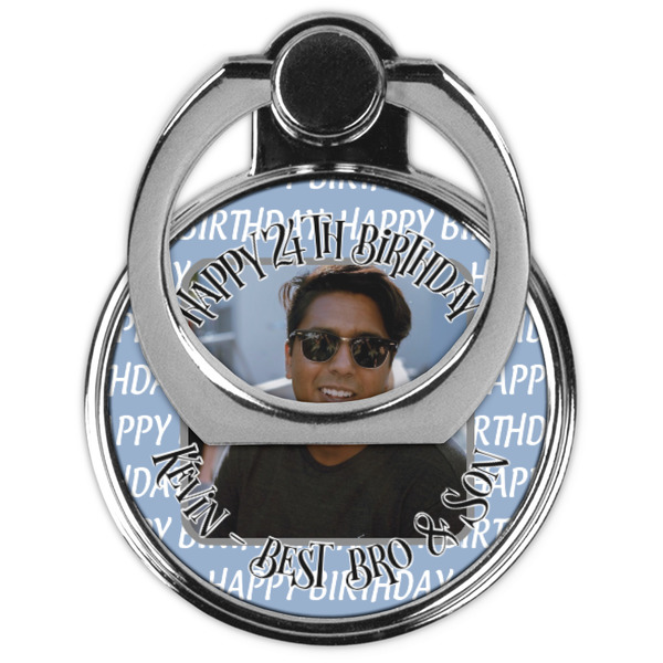 Photo Birthday Cell Phone Ring Stand & Holder - Front (Collapsed)