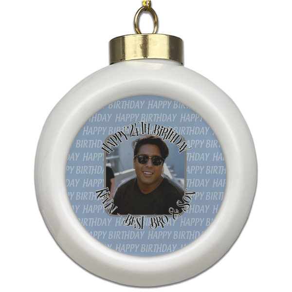 Custom Photo Birthday Ceramic Ball Ornament