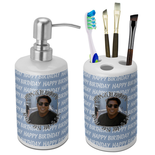 Custom Photo Birthday Ceramic Bathroom Accessories Set