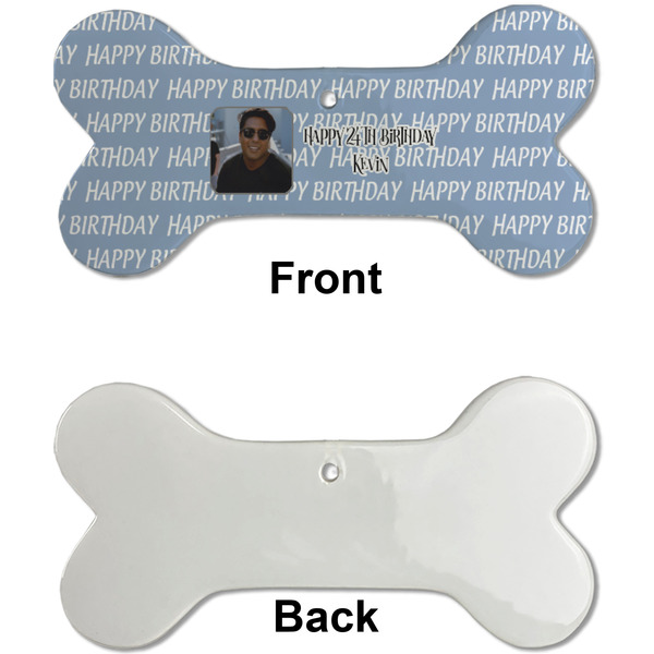 Photo Birthday Ceramic Flat Ornament - Bone Front & Back Single Print (APPROVAL)