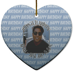 Photo Birthday Heart Ceramic Ornament