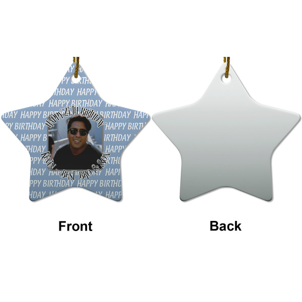 Photo Birthday Ceramic Flat Ornament - Star Front & Back (APPROVAL)