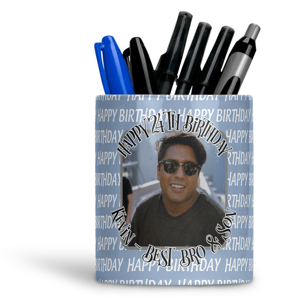 Custom Photo Birthday Ceramic Pen Holder