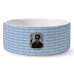 Photo Birthday Ceramic Dog Bowl - Large (Personalized)