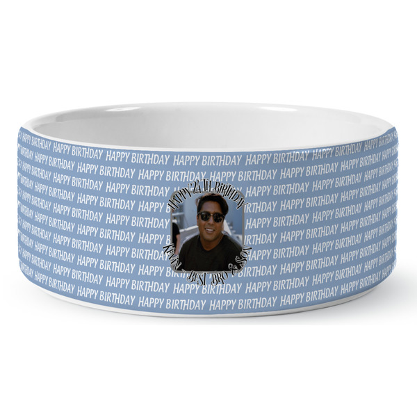 Custom Photo Birthday Ceramic Dog Bowl - Medium (Personalized)