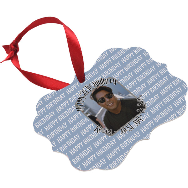 Photo Birthday Christmas Ornament (Angle View)