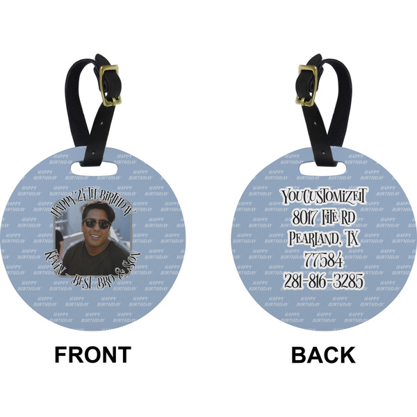 Photo Birthday Circle Luggage Tag (Front + Back)
