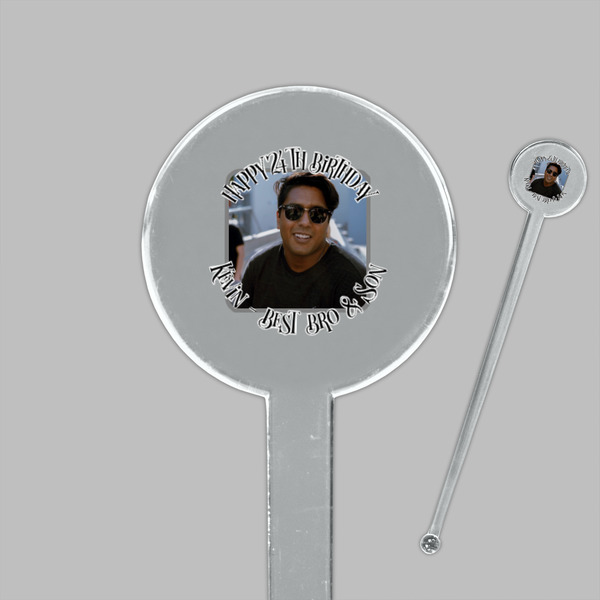 Photo Birthday Clear Plastic 7" Stir Stick - Round - Closeup