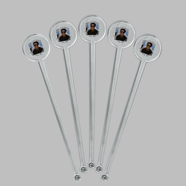 Photo Birthday Clear Plastic 7" Stir Stick - Round - Fan View