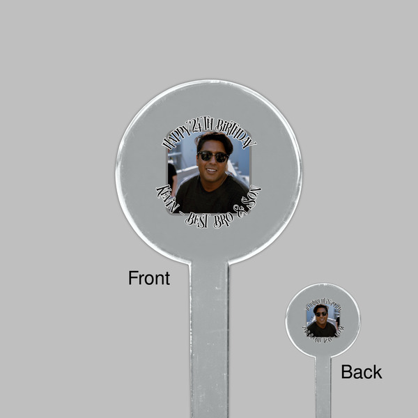 Photo Birthday Clear Plastic 7" Stir Stick - Round - Front & Back