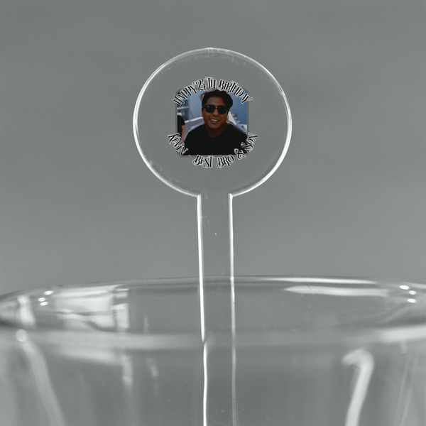 Custom Photo Birthday 5.5" Round Plastic Stir Sticks - Clear