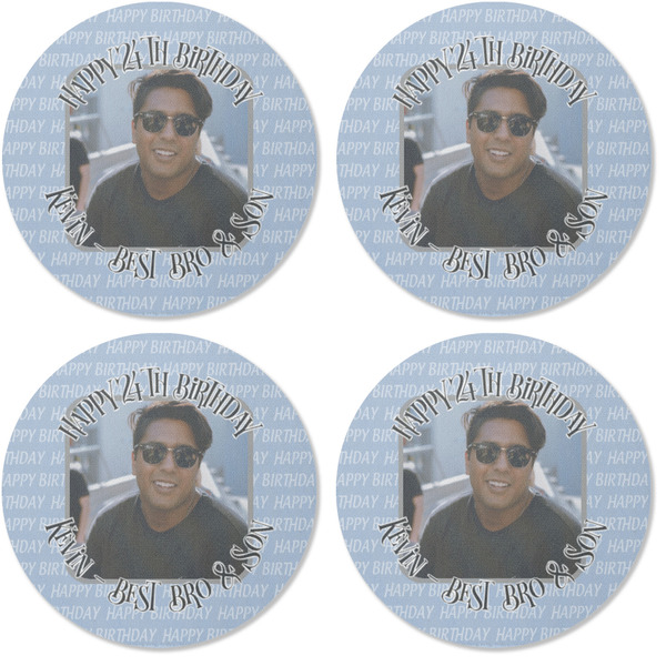 Photo Birthday Coaster Round Rubber Back - Apvl
