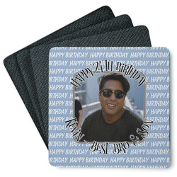 Photo Birthday Square Rubber Backed Coasters - Set of 4 (Personalized)
