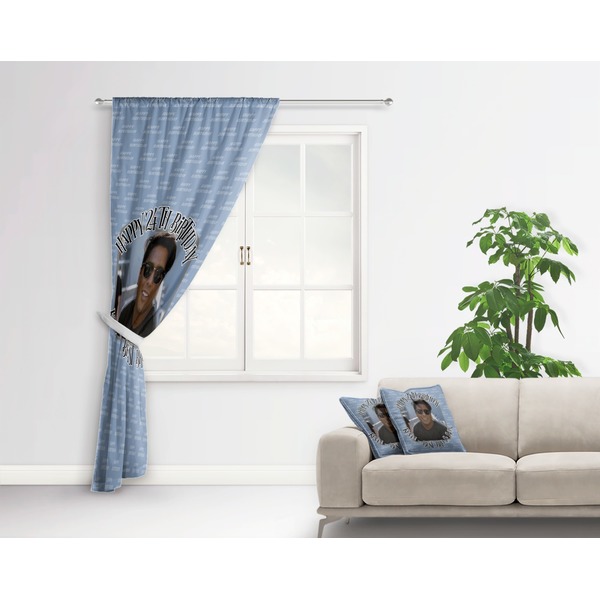 Photo Birthday Curtain With Window and Rod - in Room Matching Pillow
