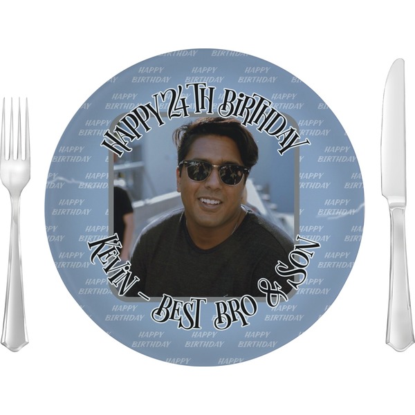 Custom Photo Birthday Glass Lunch / Dinner Plate 10" (Personalized)
