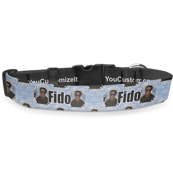 Custom Photo Birthday Deluxe Dog Collar - Extra Large (16" to 27") (Personalized)