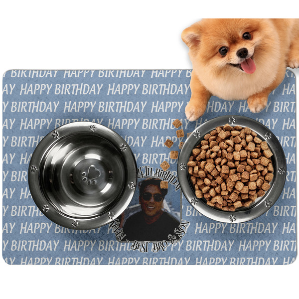 Custom Photo Birthday Dog Food Mat - Small